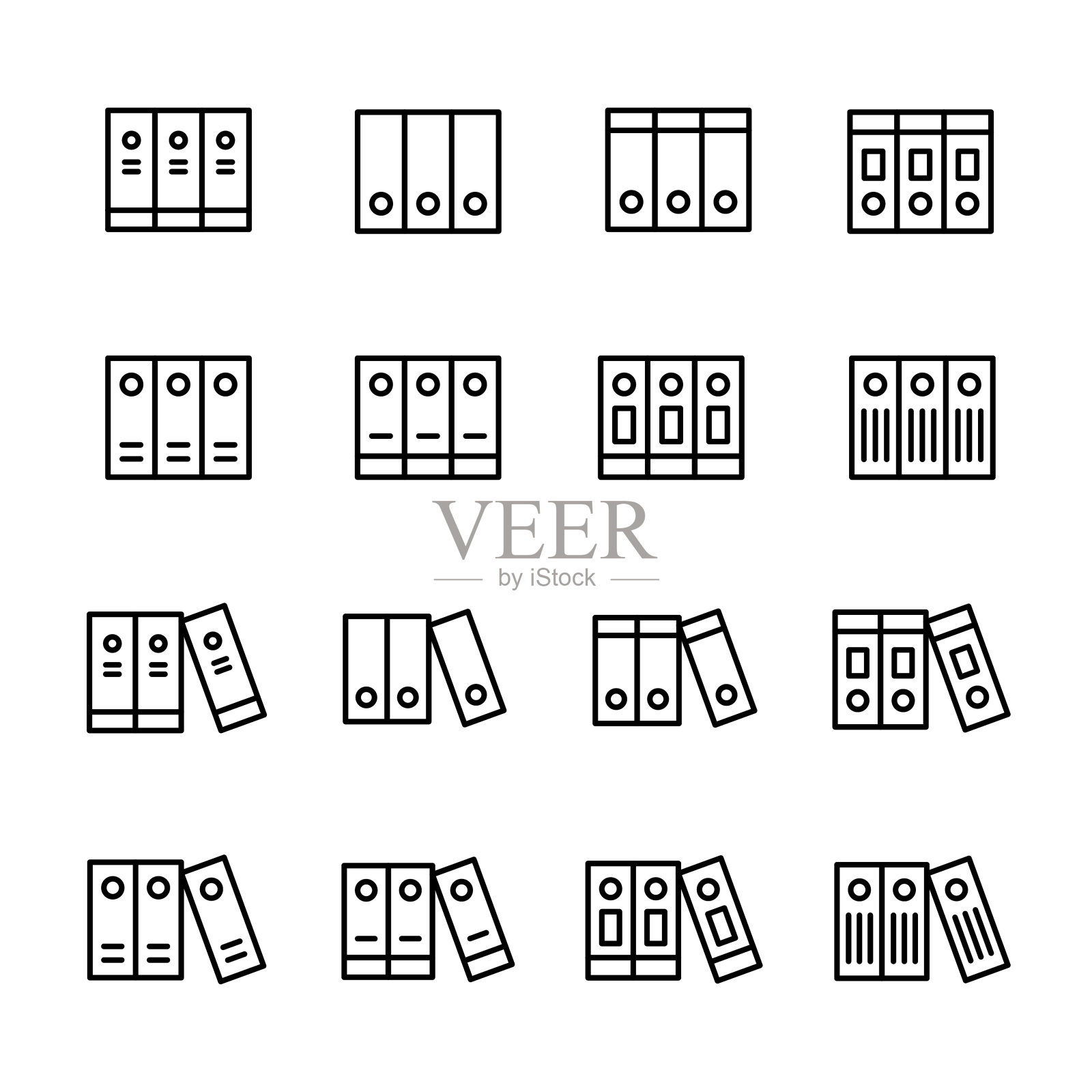 存档相关的矢量线图标集。图标素材