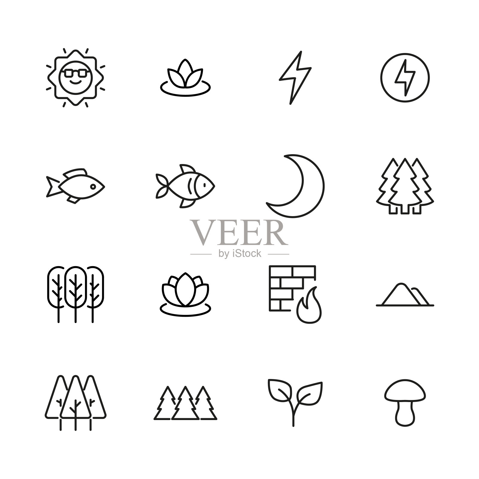 自然线图标集。图标素材