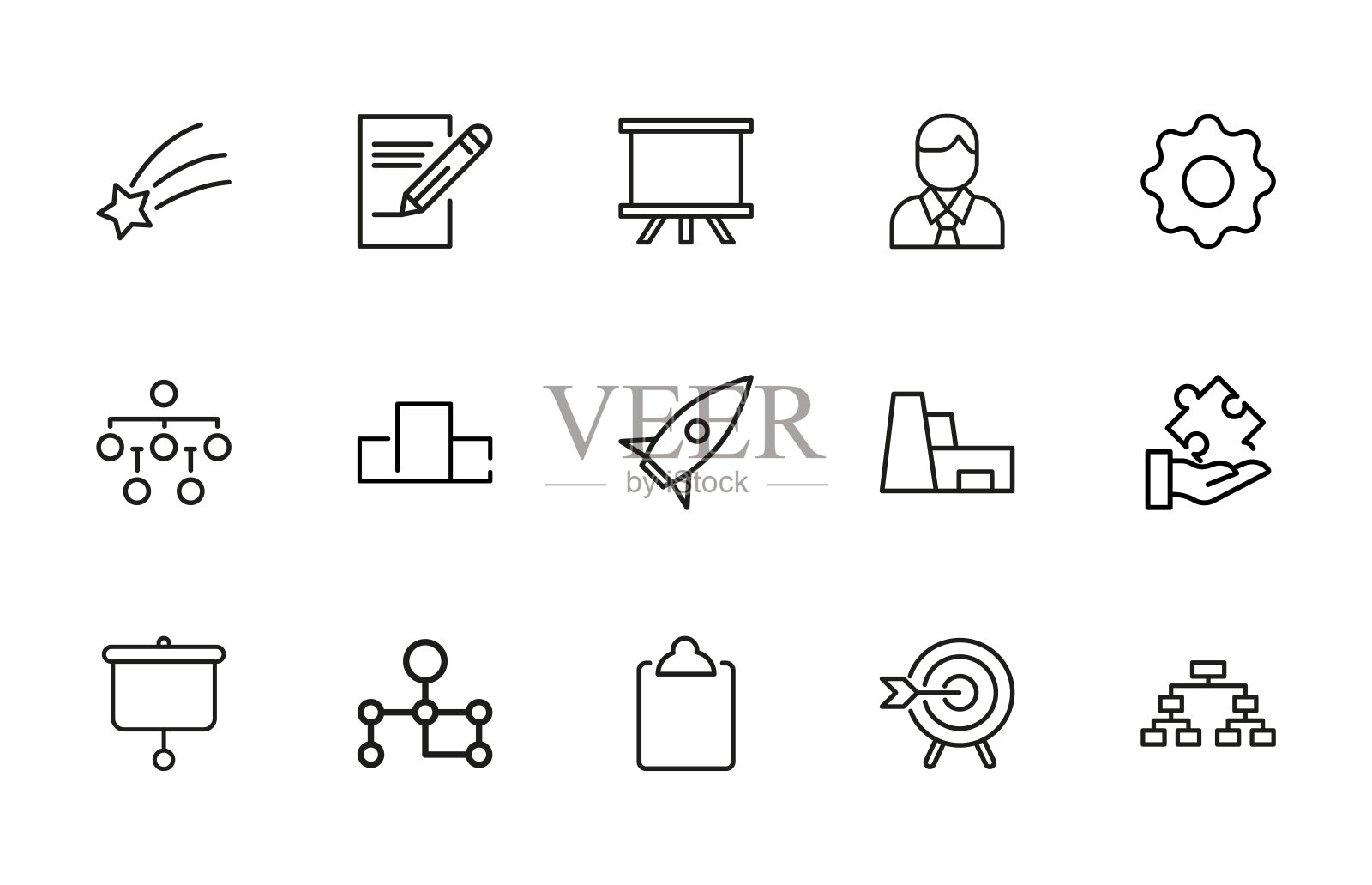 简单的商业图标在时尚的路线风格。图标素材