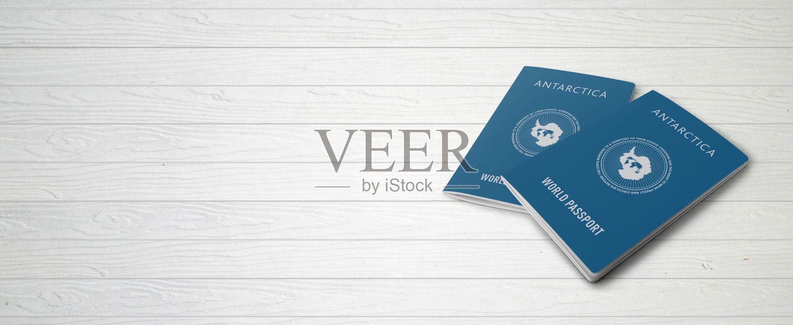 南极洲护照上的木线背景横幅与复制空间- 3D插图照片摄影图片