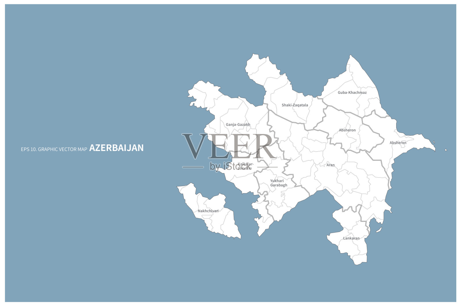 阿塞拜疆的地图。阿塞拜疆在亚洲和欧洲的矢量地图插画图片素材