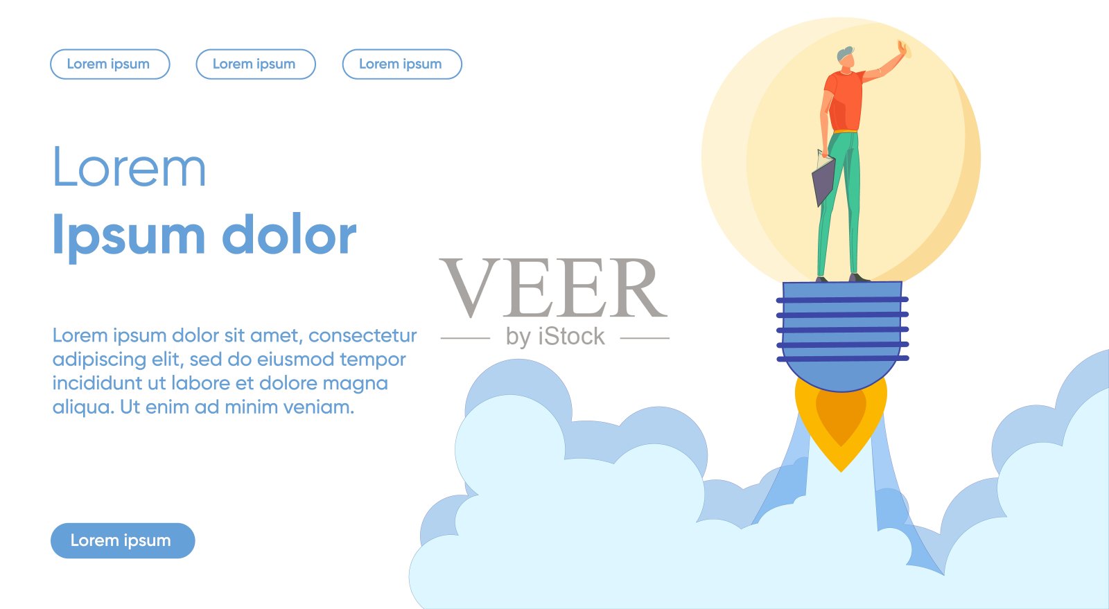 启动，启动平面着陆页面矢量模板插画图片素材