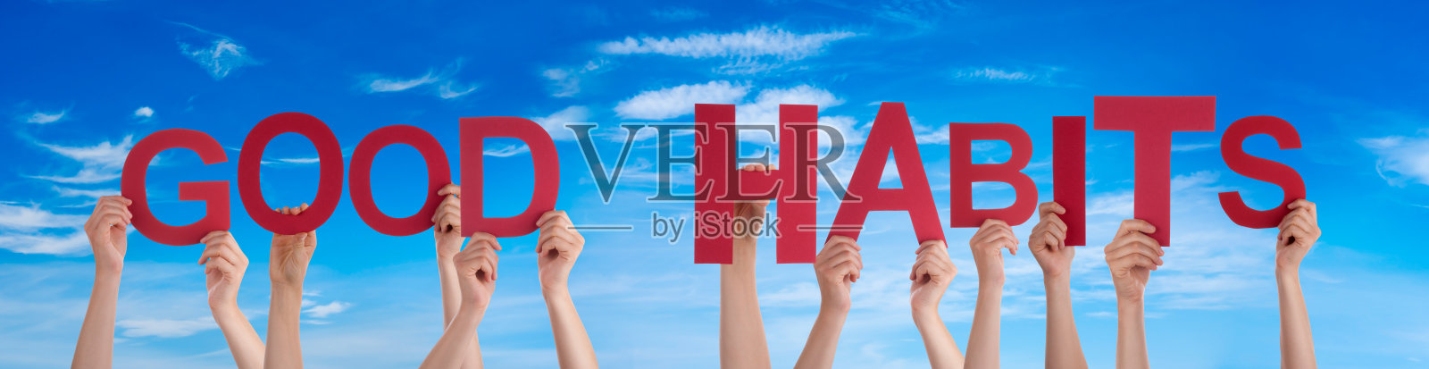 人牵手字好习惯，蓝天照片摄影图片