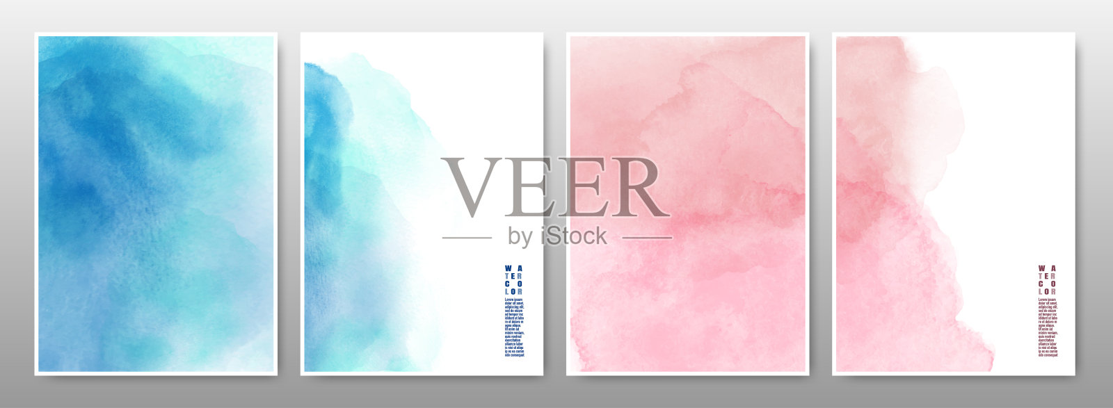 蓝色和粉色的水彩背景插画图片素材