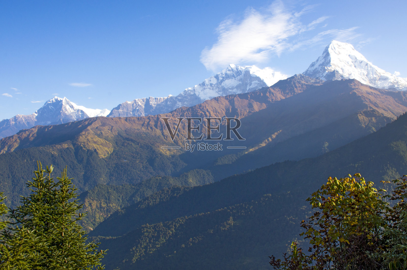 风景雪峰喜马拉雅山尼泊尔照片摄影图片