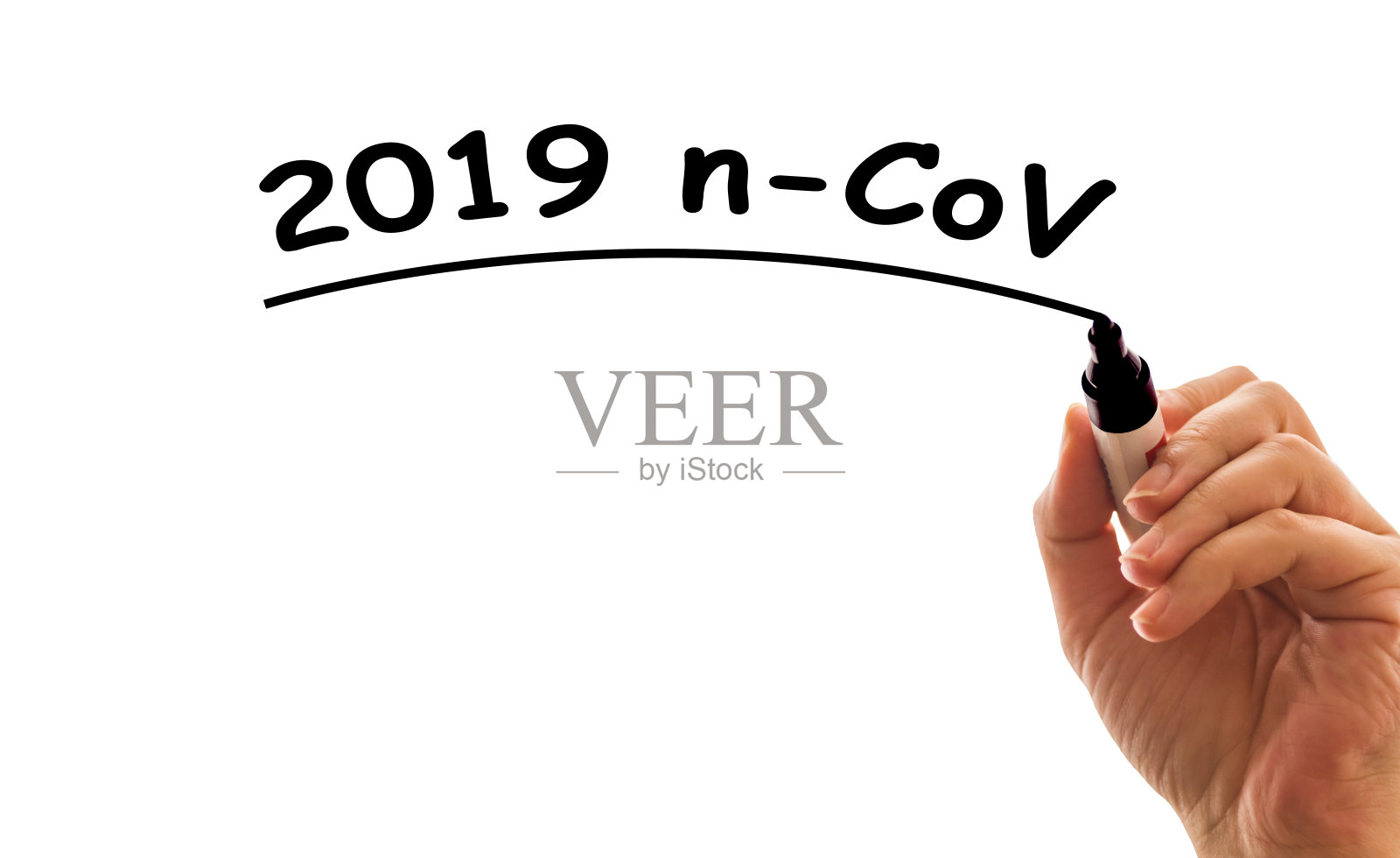 冠状病毒covid-19 2019-nCoV文本白色背景照片摄影图片