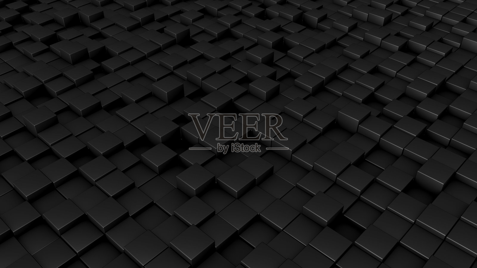 抽象设计的黑色立方体三维插图照片摄影图片