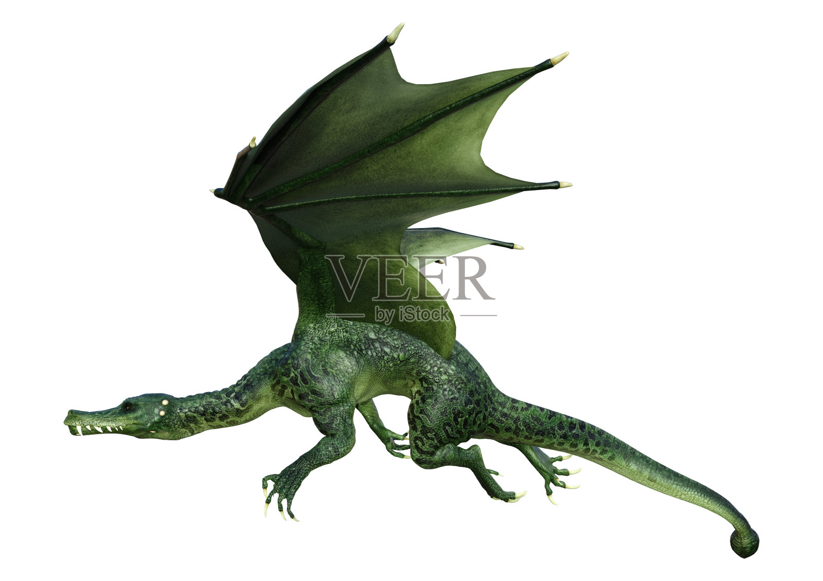3D插图幻想龙在白色照片摄影图片