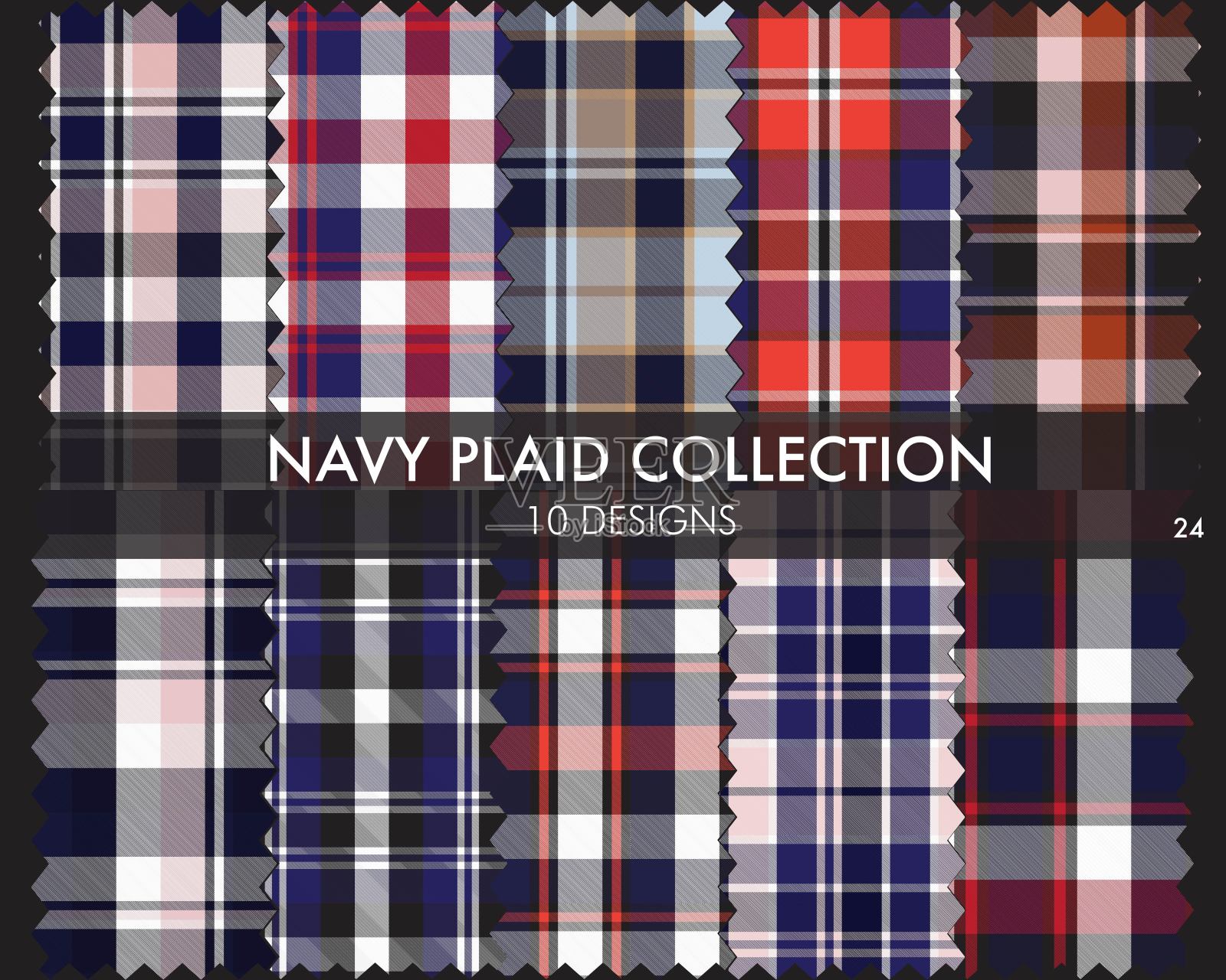 海军蓝格子无缝格子图案系列插画图片素材