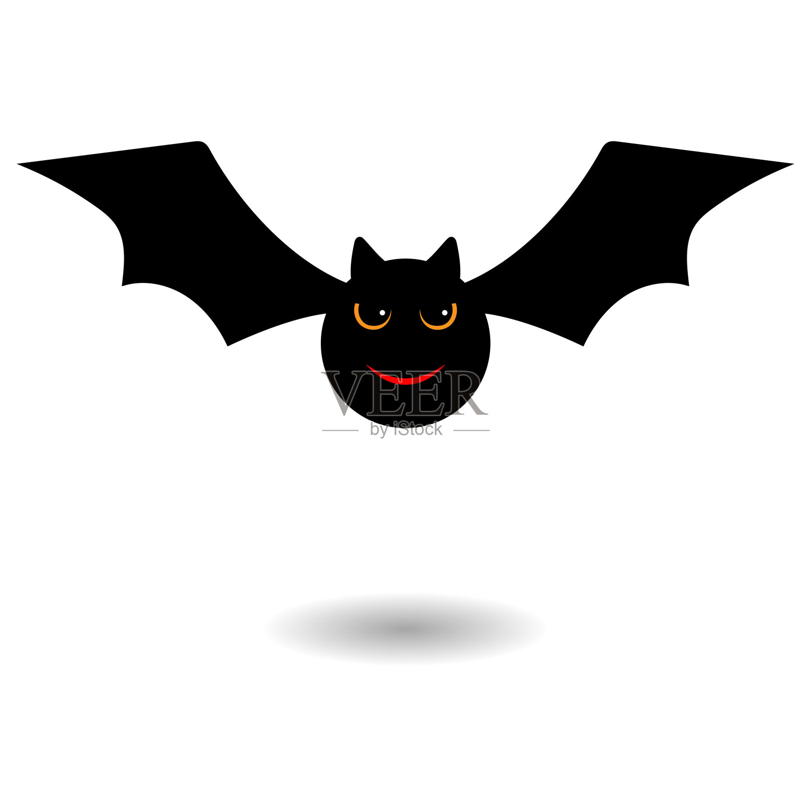 蝙蝠卡通。平的图标。矢量插图。插画图片素材