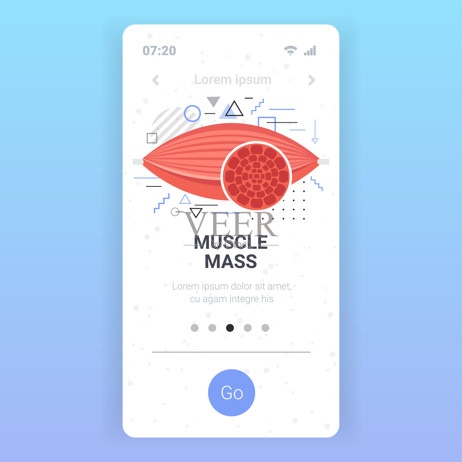 人体肌肉解剖保健肌肉质量概念智能手机屏幕移动应用复制空间设计模板素材