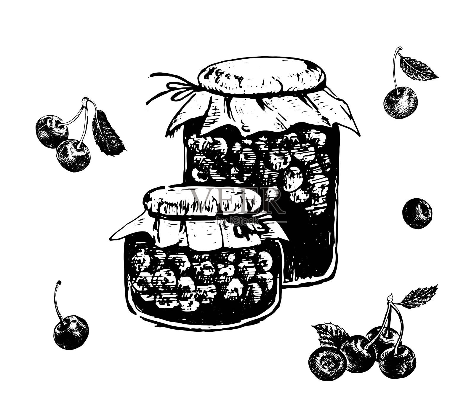 罐装的樱桃蜜饯插画图片素材