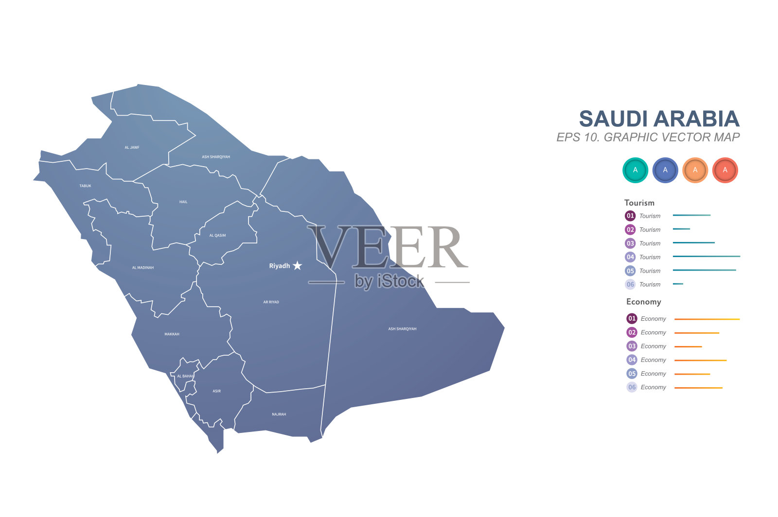 沙特阿拉伯的地图。中东沙特阿拉伯利雅得矢量地图插画图片素材