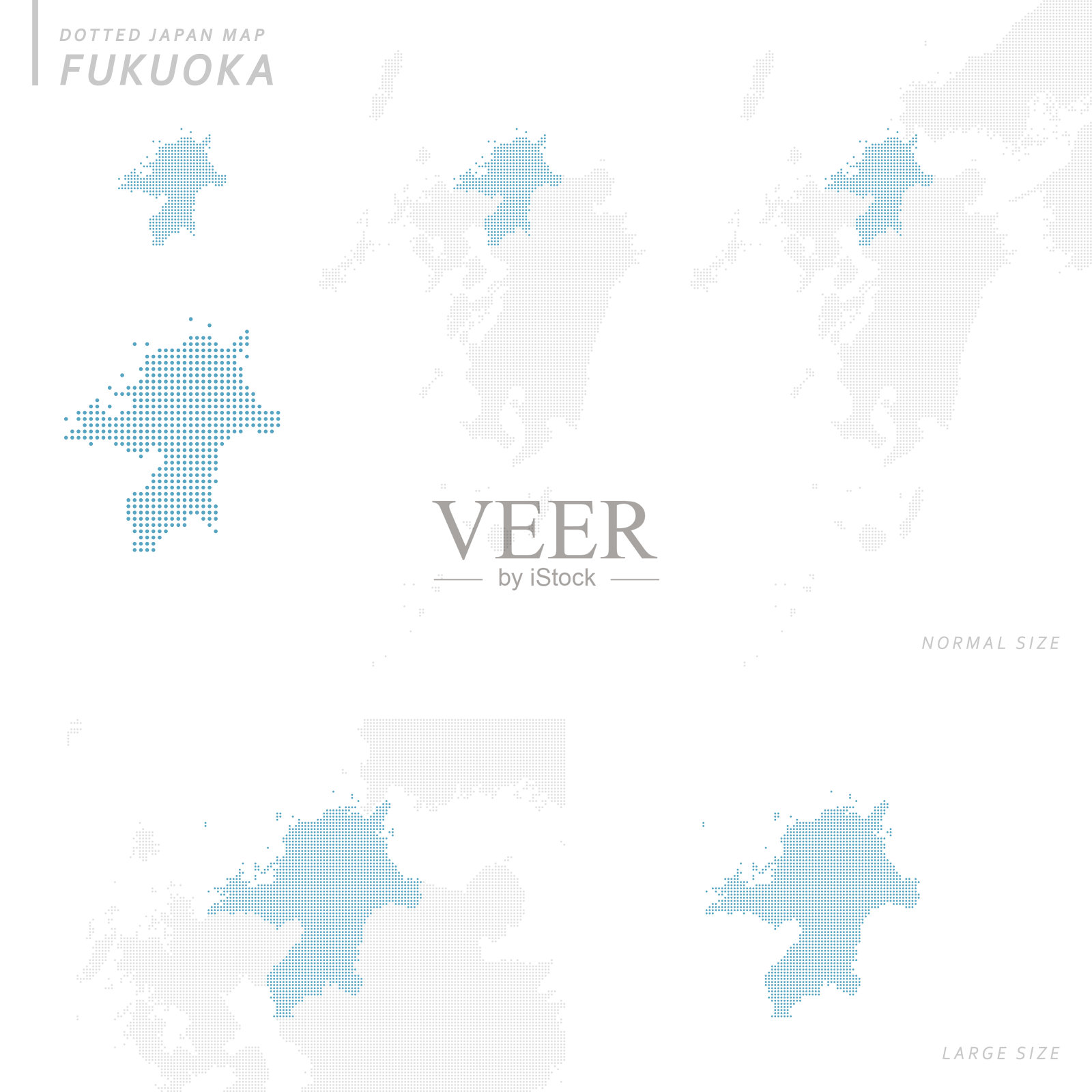 点日本地图，福冈插画图片素材