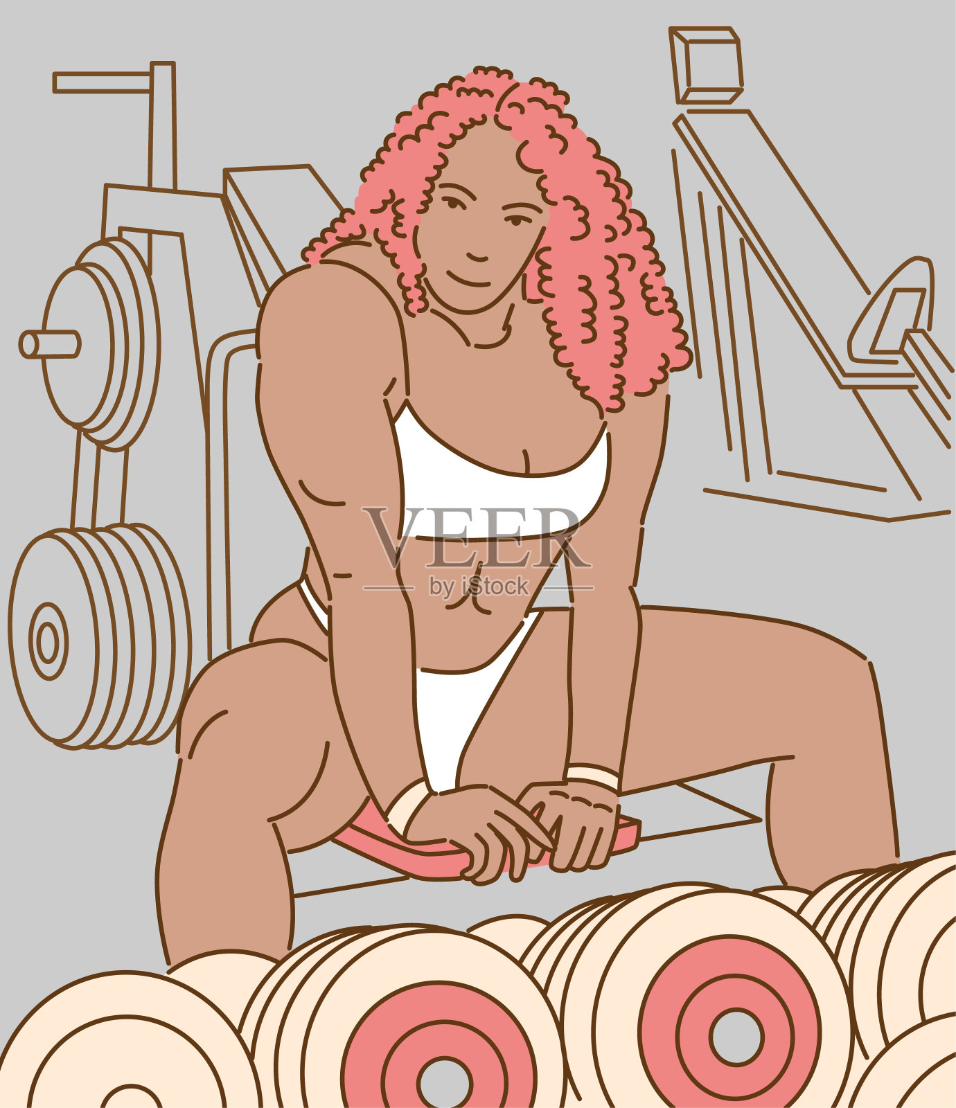 健美女性矢量插图插画图片素材