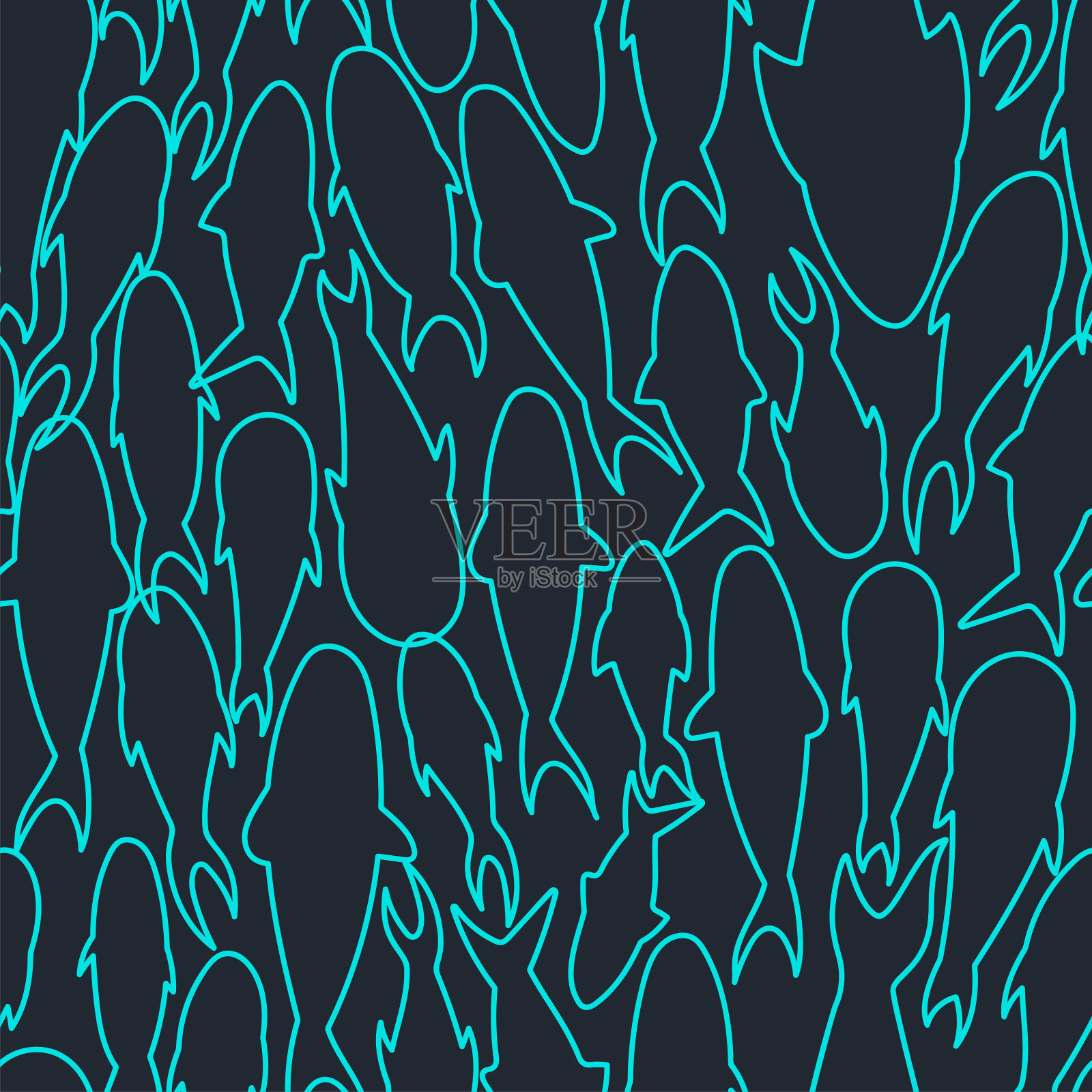 线形鱼纹插画图片素材