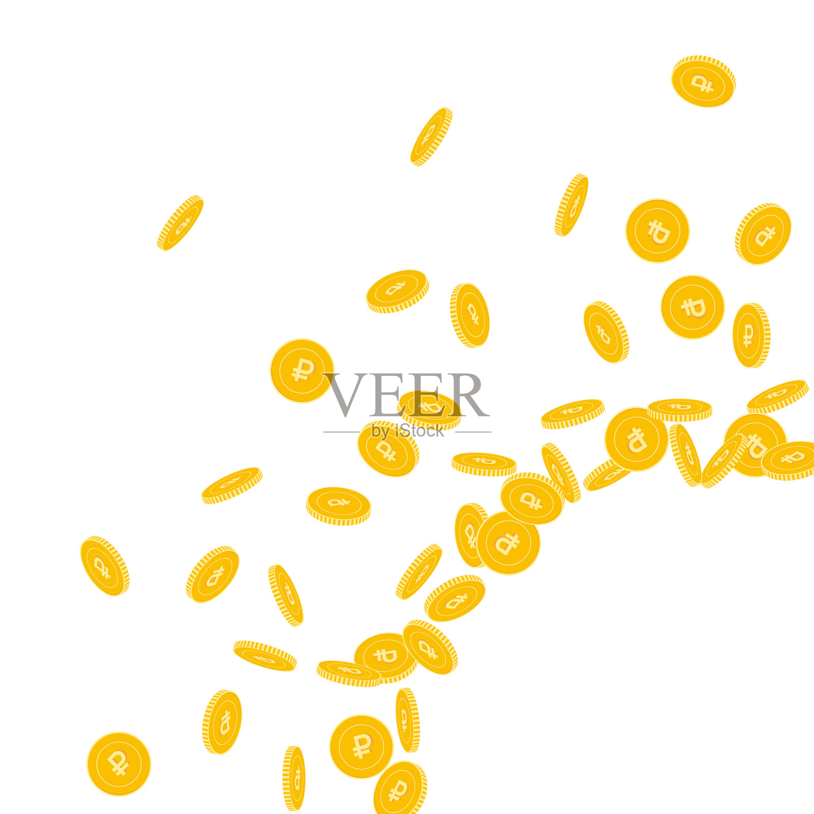 俄罗斯卢布硬币下落。分散小摩擦c插画图片素材