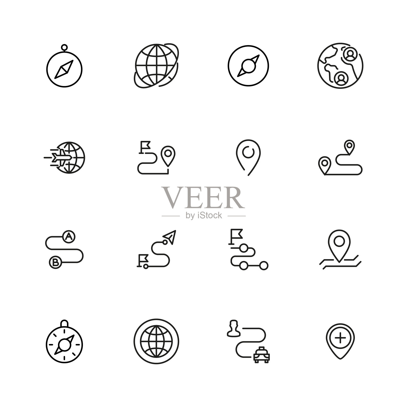 图标地理组。插画图片素材