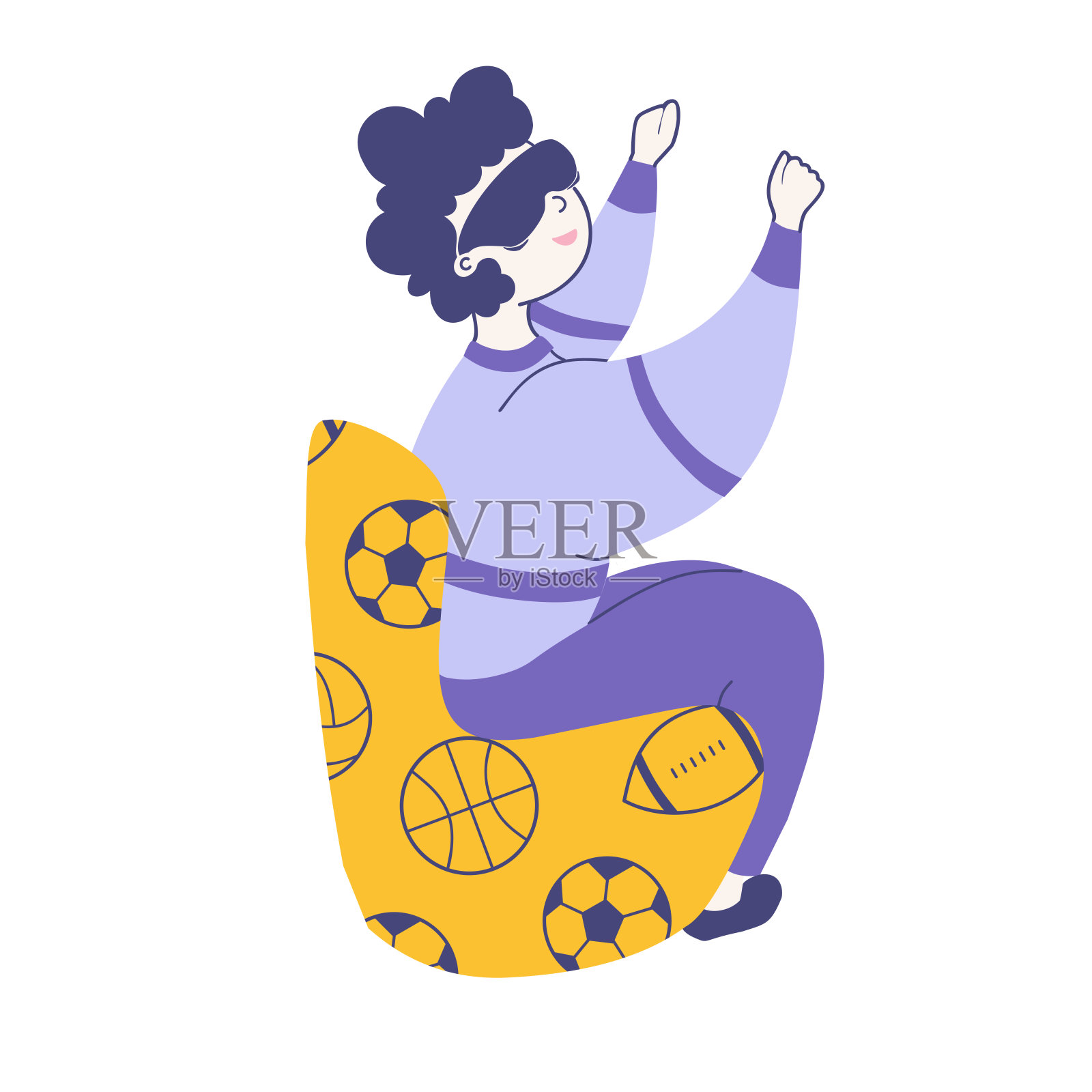 VR眼镜，粉丝观看游戏虚拟现实平面矢量插图。插画图片素材