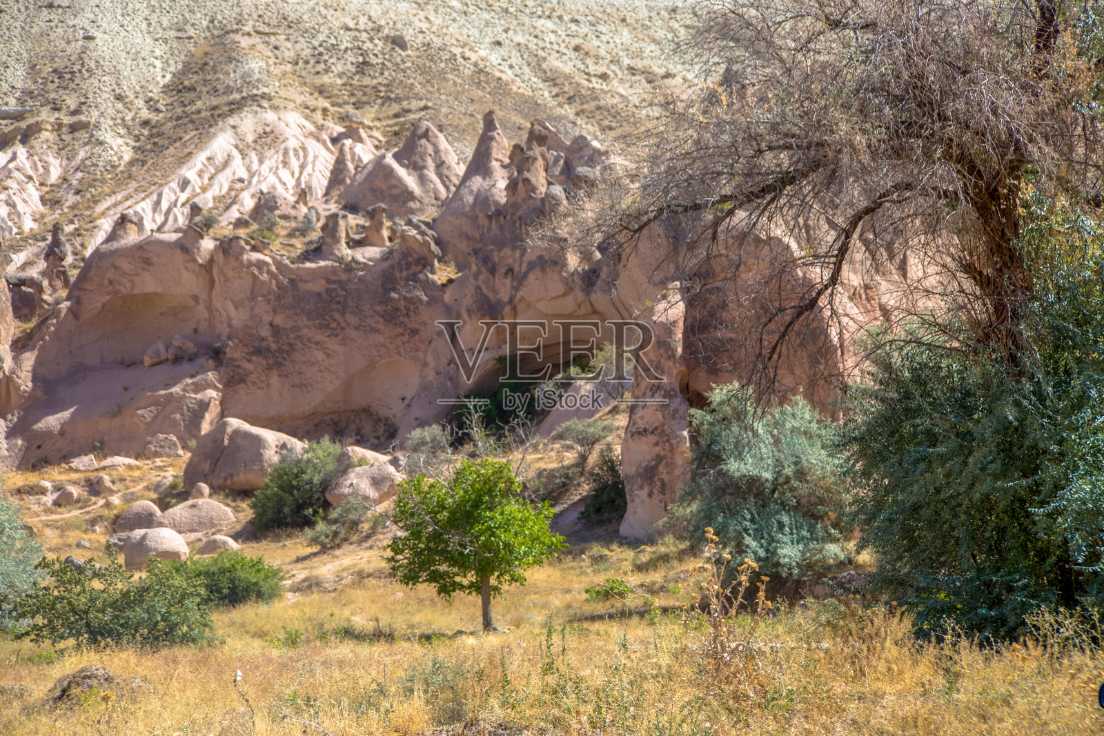 Nevşehir, Göreme，卡帕多西亚，土耳其。岩层，窑洞，自然奇观，土耳其卡帕多西亚。照片摄影图片