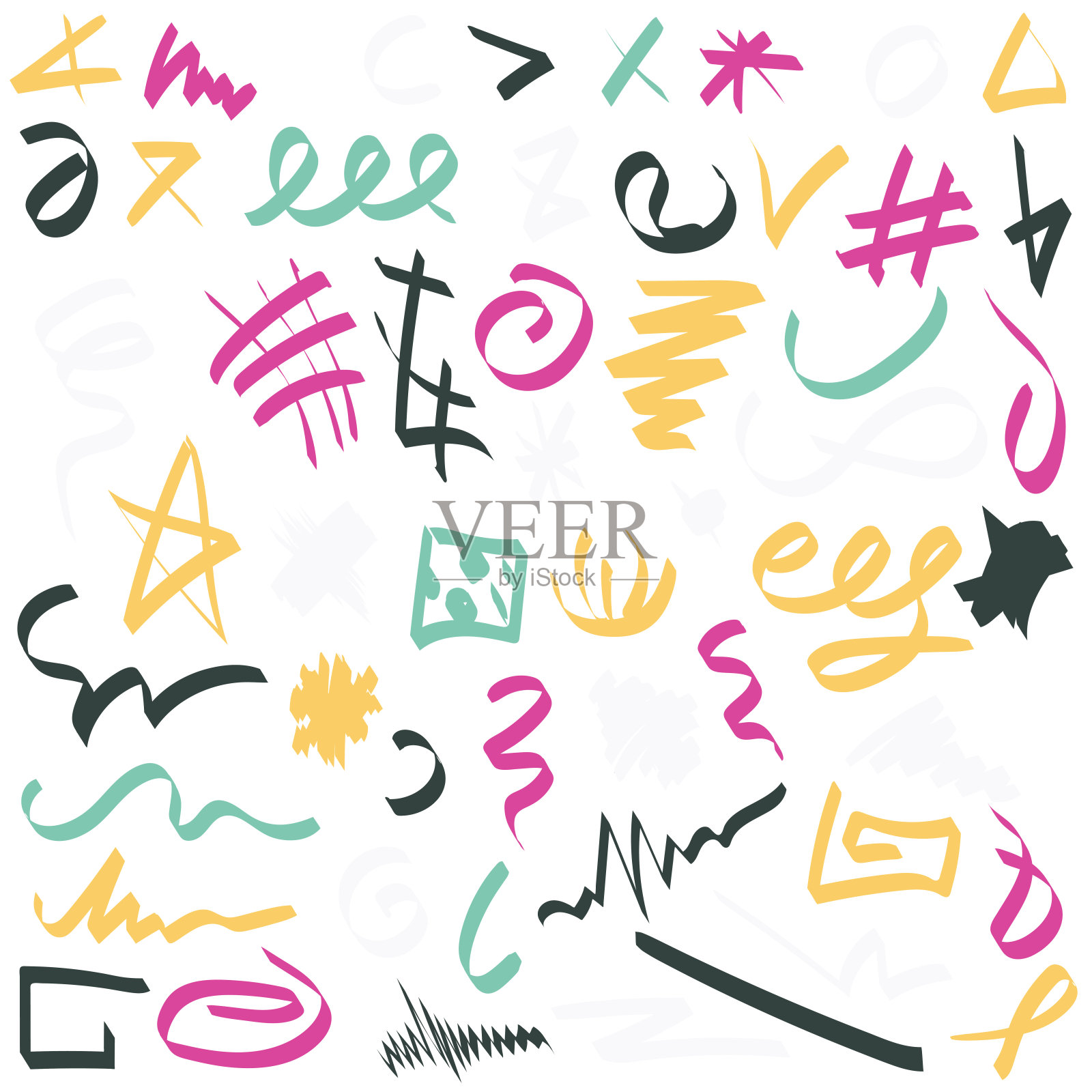 彩色标志手绘集设计元素图片