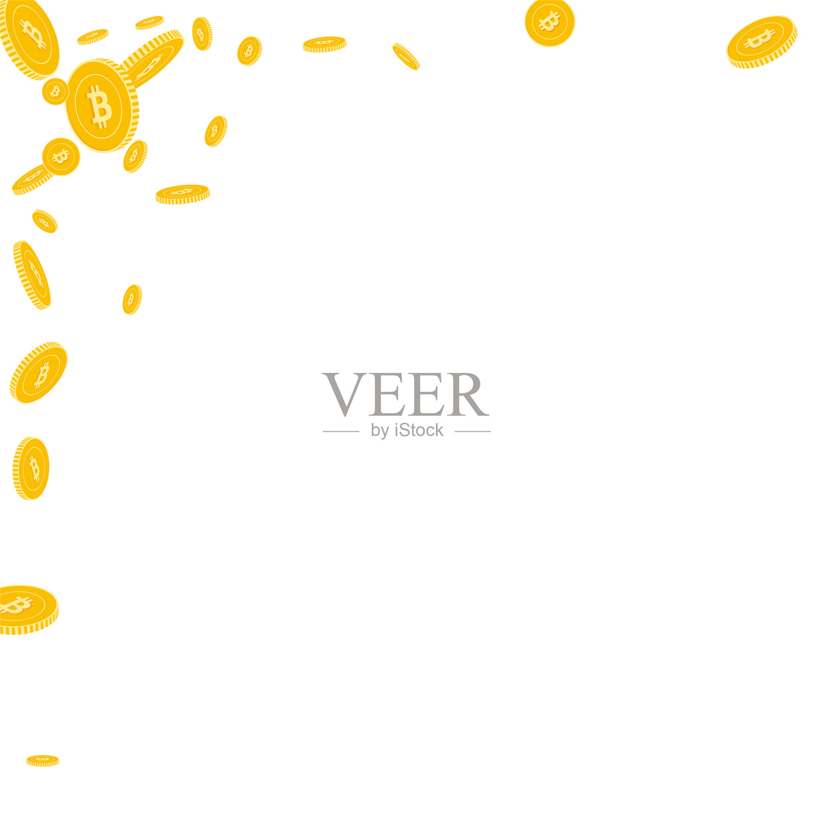 比特币，互联网货币硬币下跌。Scattere插画图片素材