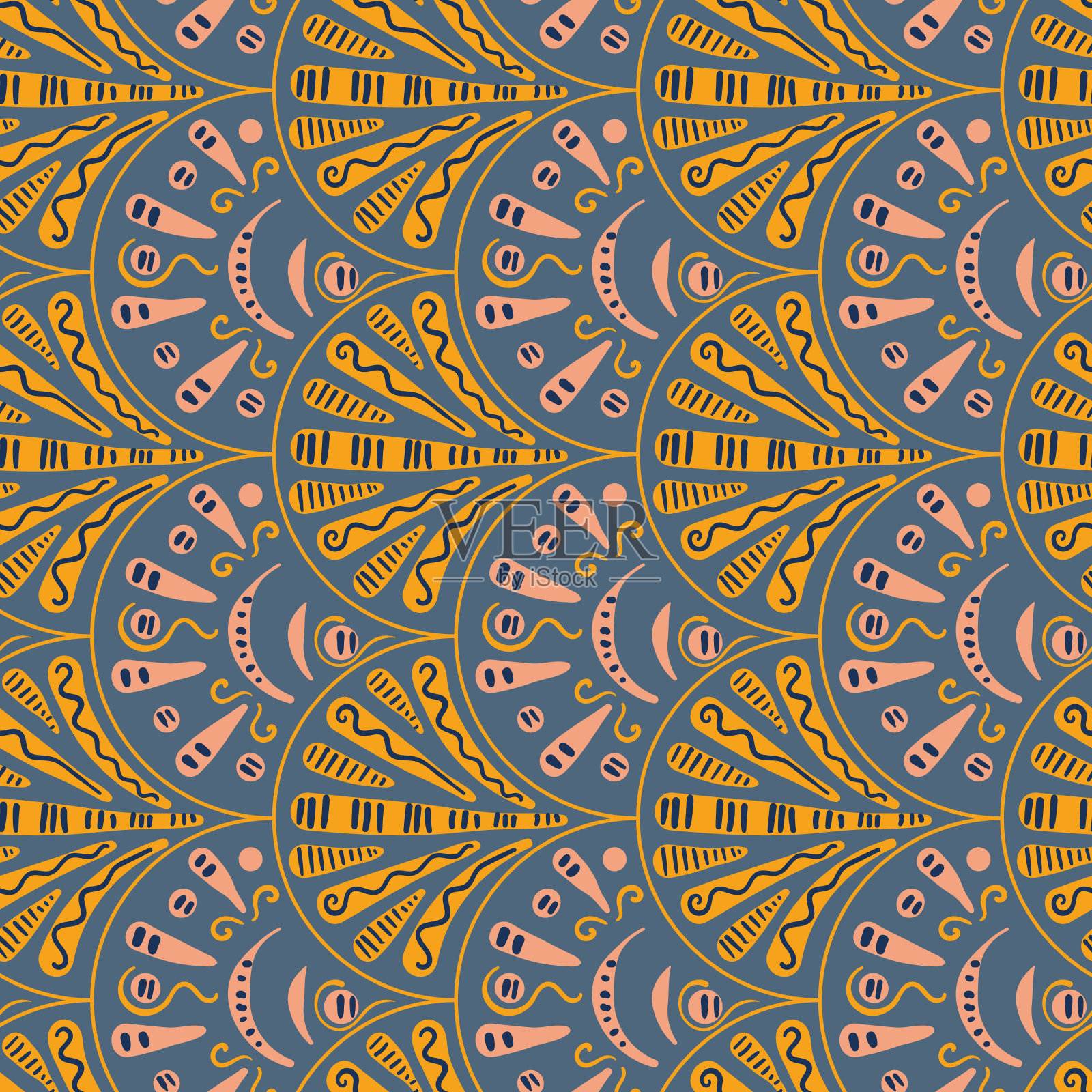 装饰扇纹饰无缝矢量图案插画图片素材