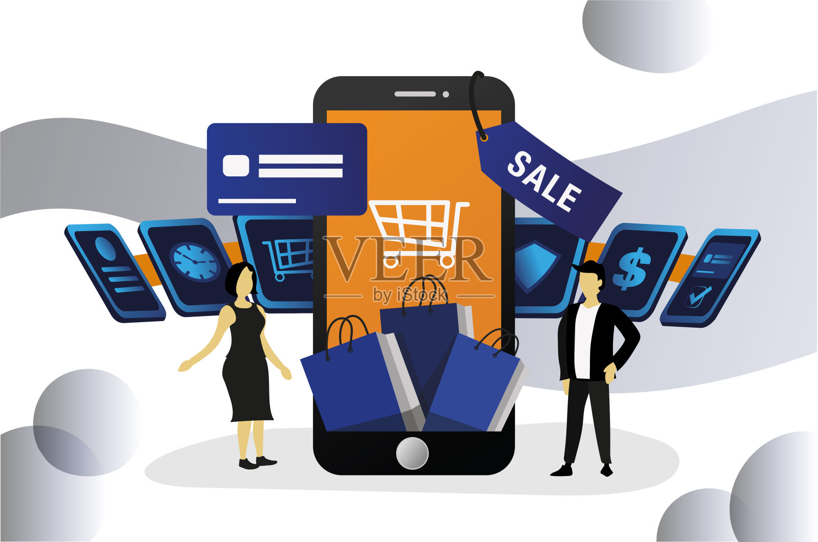 网上购物说明插画图片素材