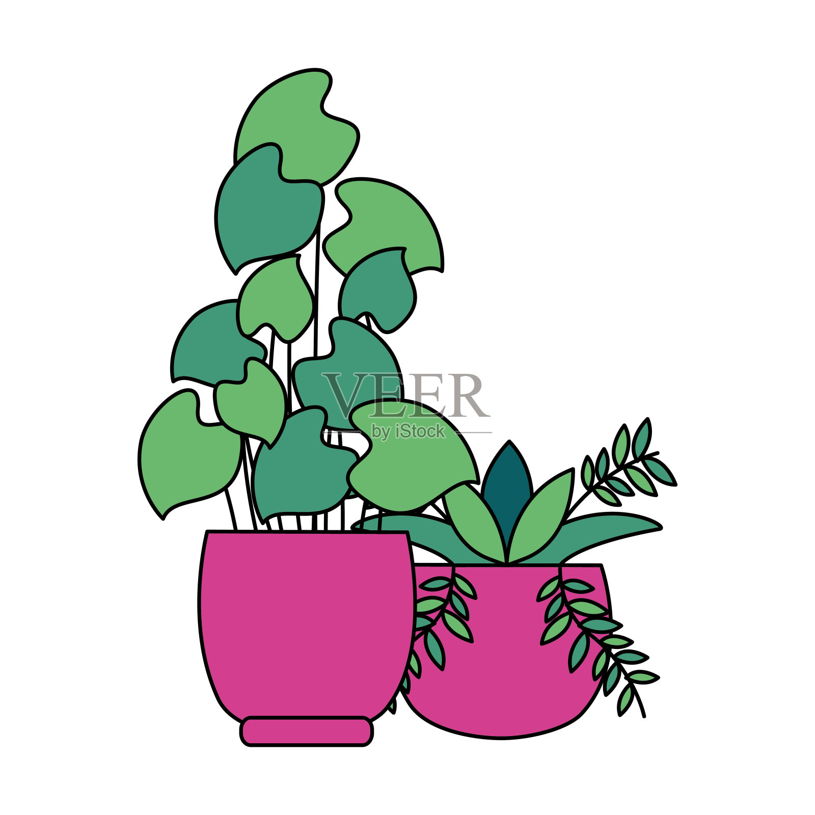 隔离植物内盆栽载体设计插画图片素材