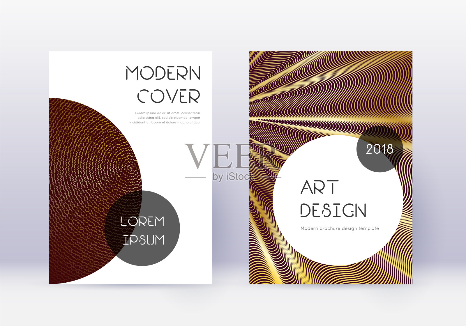 时髦的封面设计模板集。黄金文摘李插画图片素材