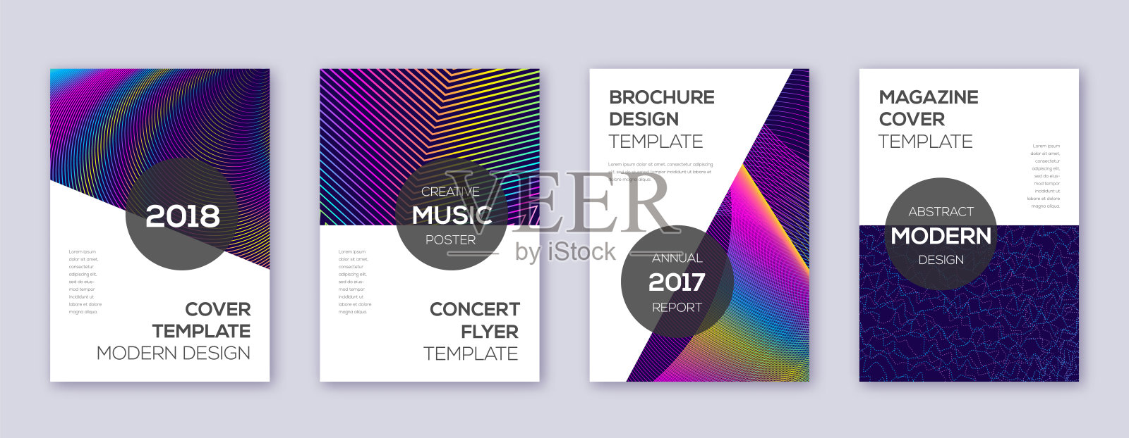 现代宣传册设计模板集。彩虹abstr设计模板素材