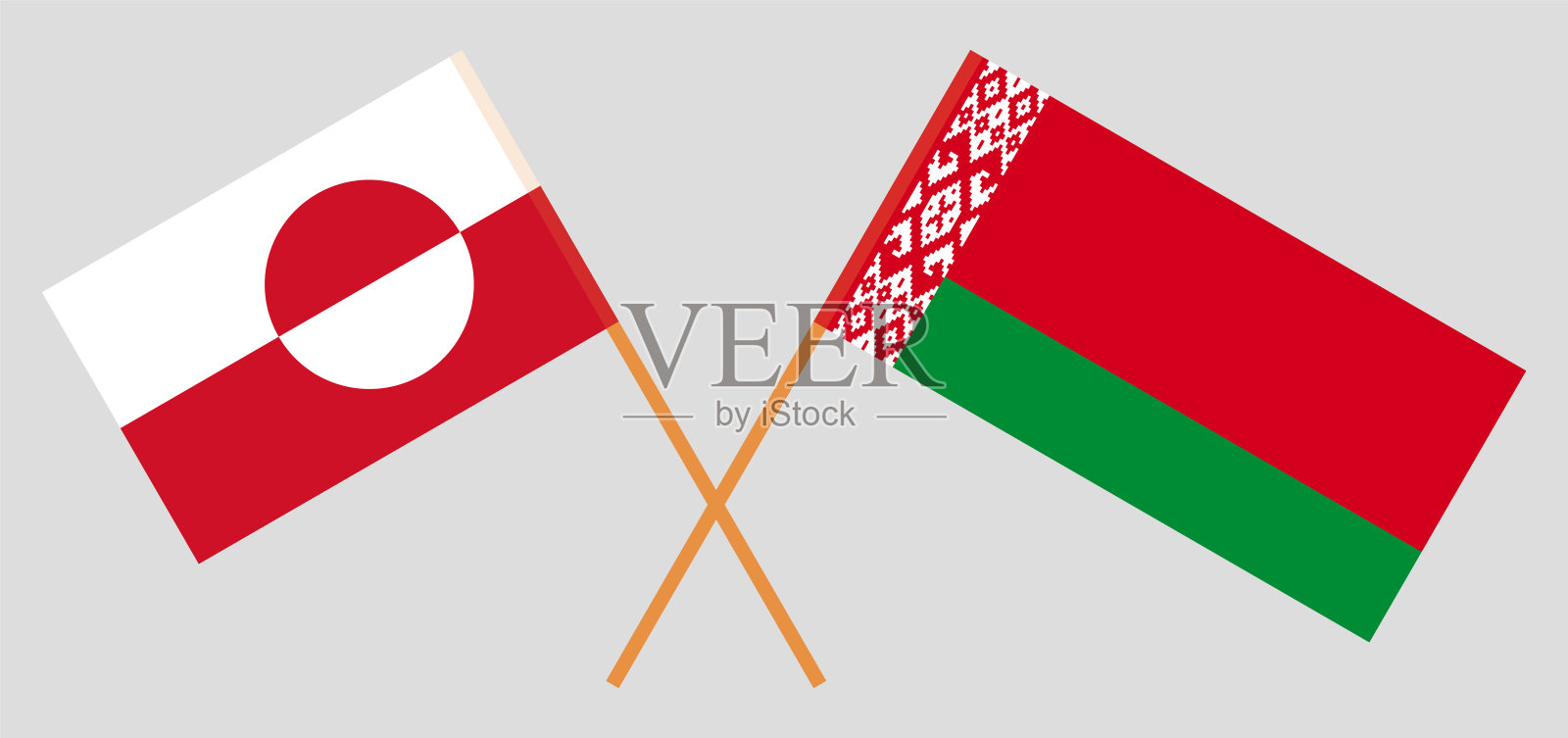 白俄罗斯和格陵兰的交叉旗帜设计元素图片