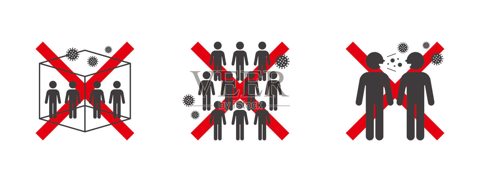COVID-19感染预防“3c”矢量图插画图片素材