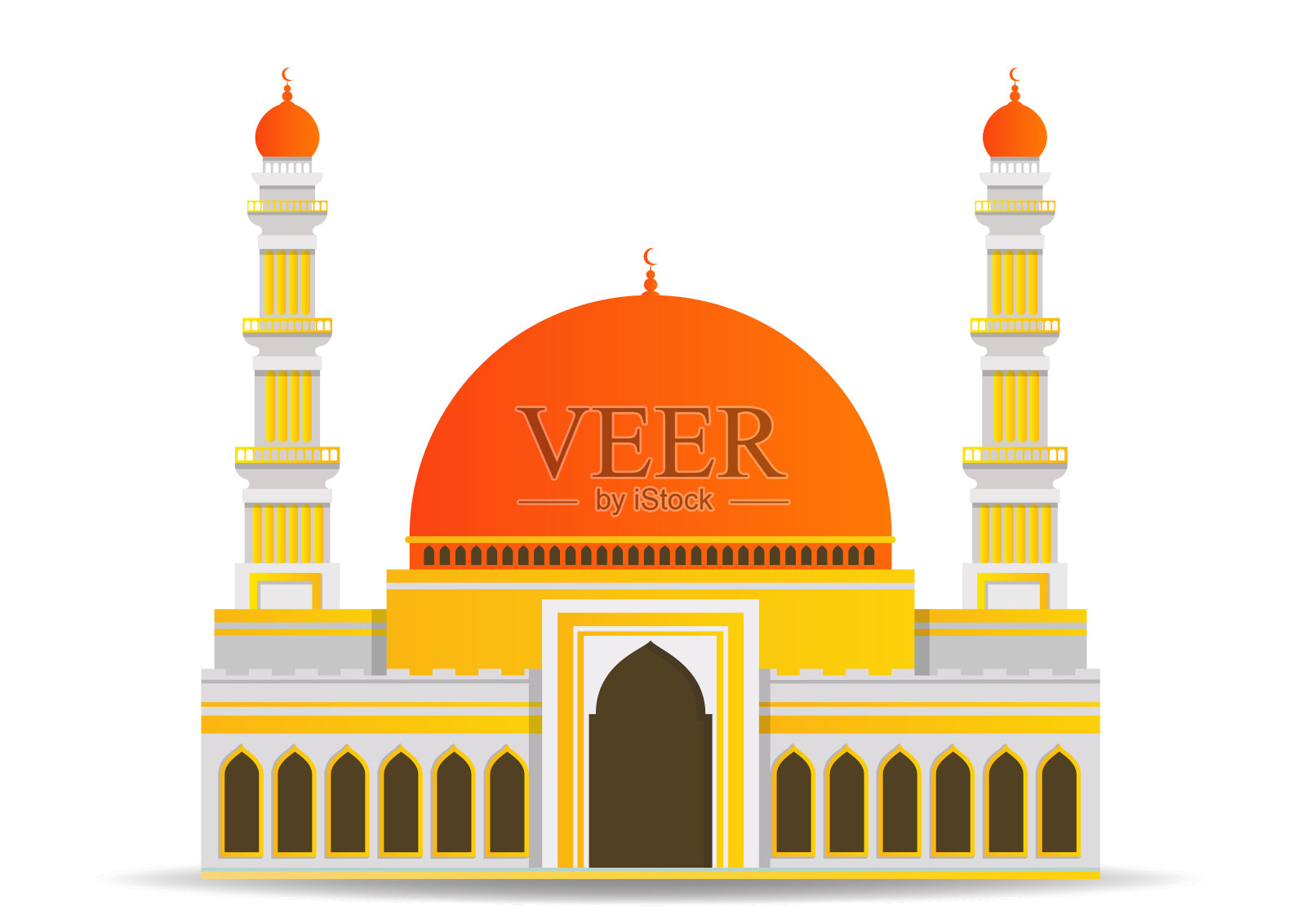 多彩的现代清真寺平面设计插画图片素材