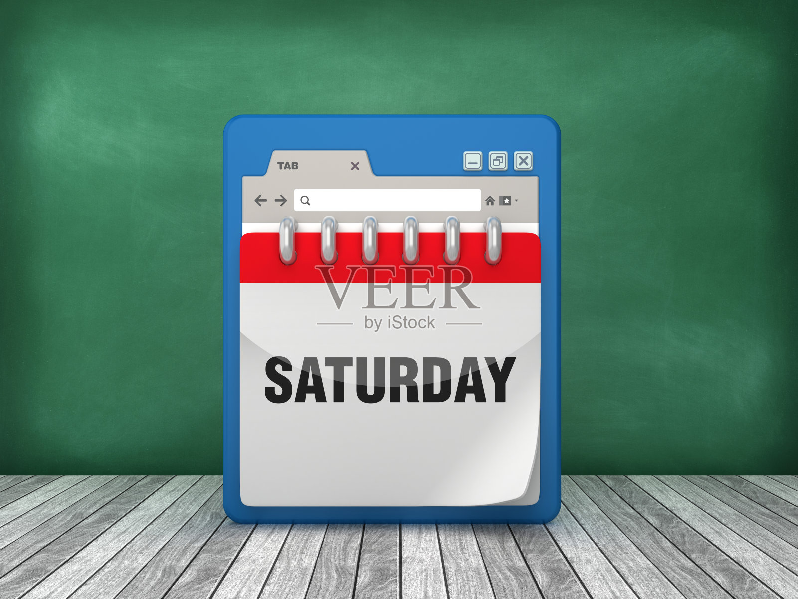 网页浏览器与周六日历- 3D渲染照片摄影图片