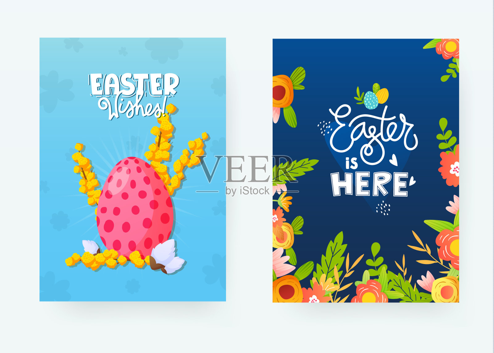 一套装饰复活节假日背景。设计模板素材