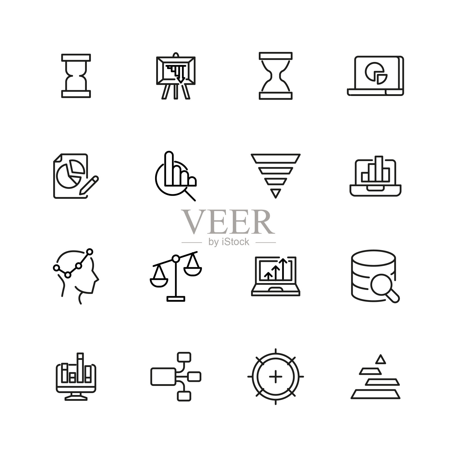 大量的分析线图标。图标素材