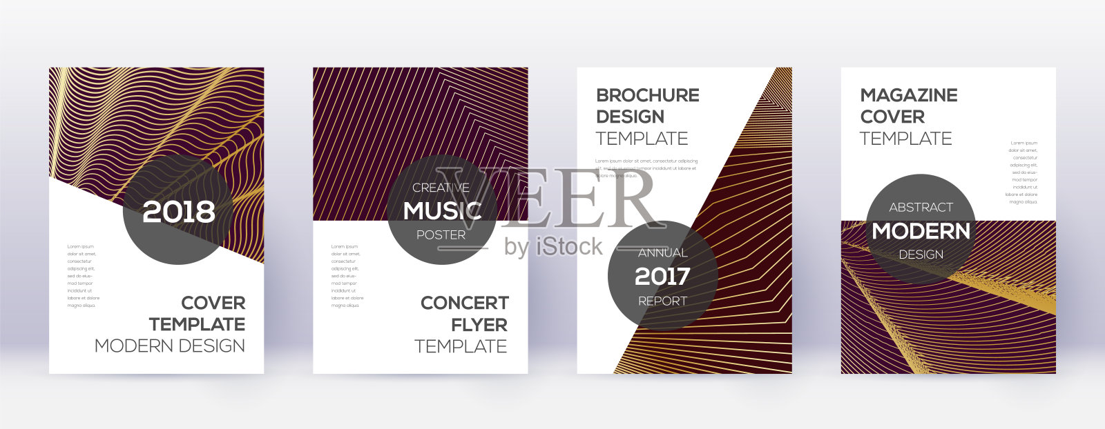 现代宣传册设计模板集。黄金文摘设计模板素材