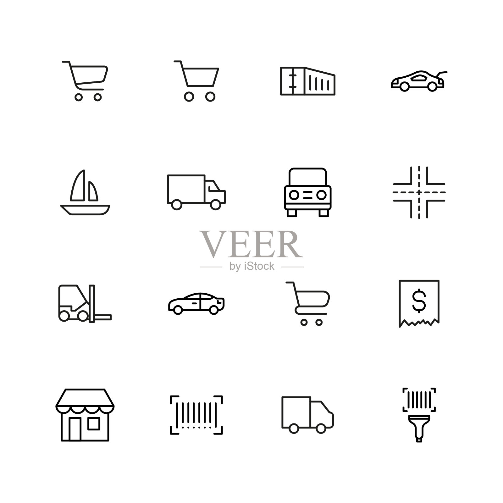 描线图标的商业设置。图标素材