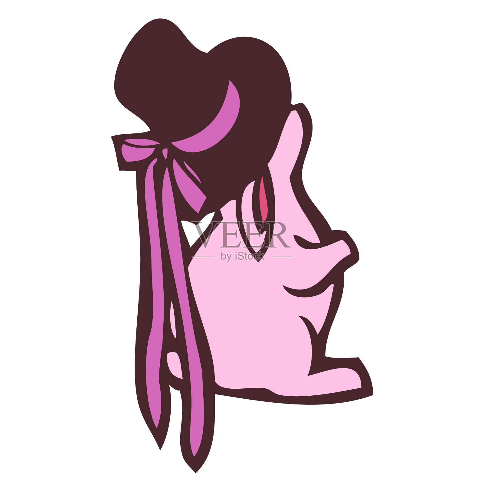 戴着帽子的兔子插画图片素材