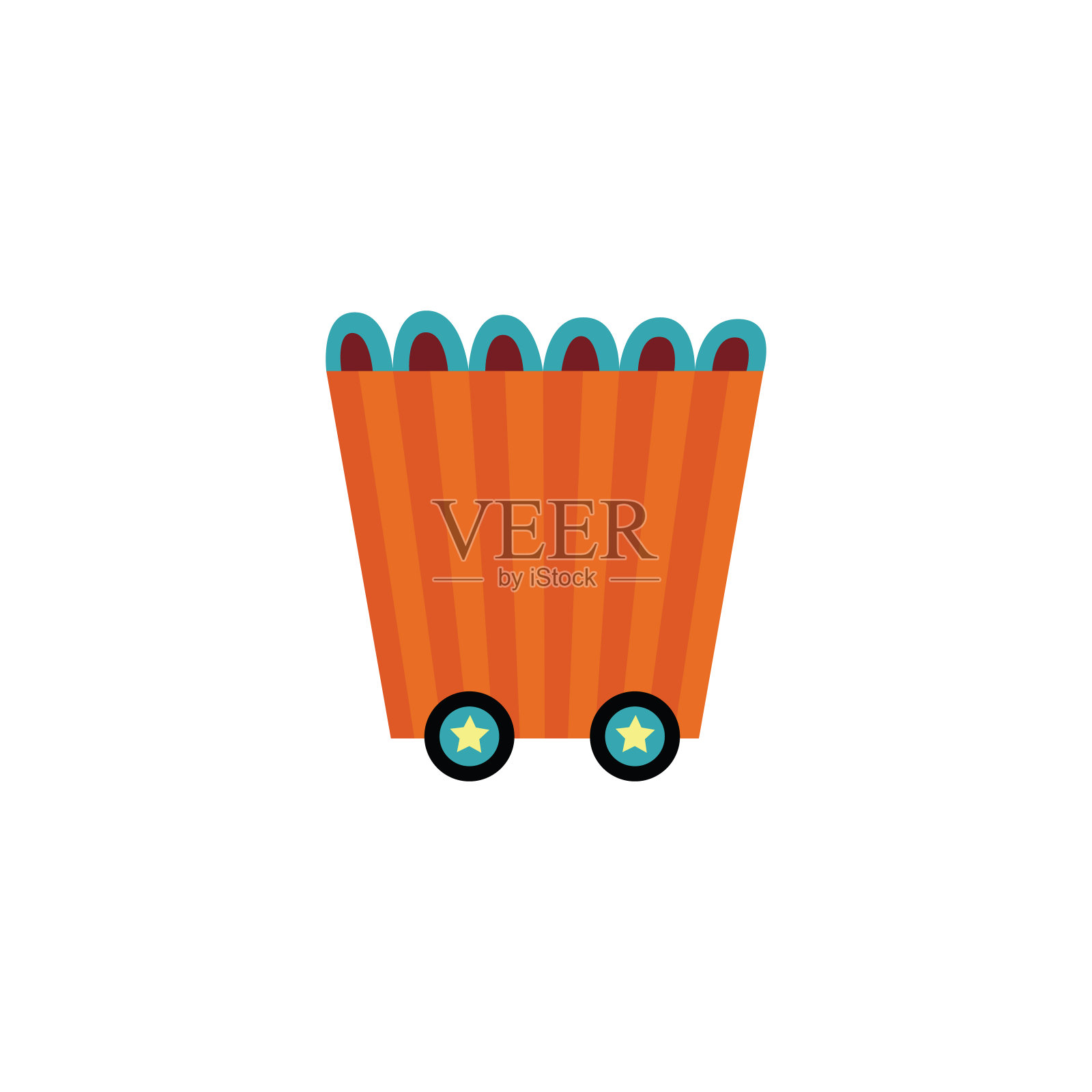 玩具火车或旋转马车卡通图标，平面矢量插图孤立。插画图片素材