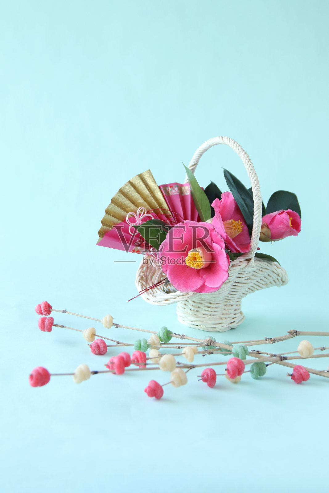 粉红色山茶花(新年图案)照片摄影图片