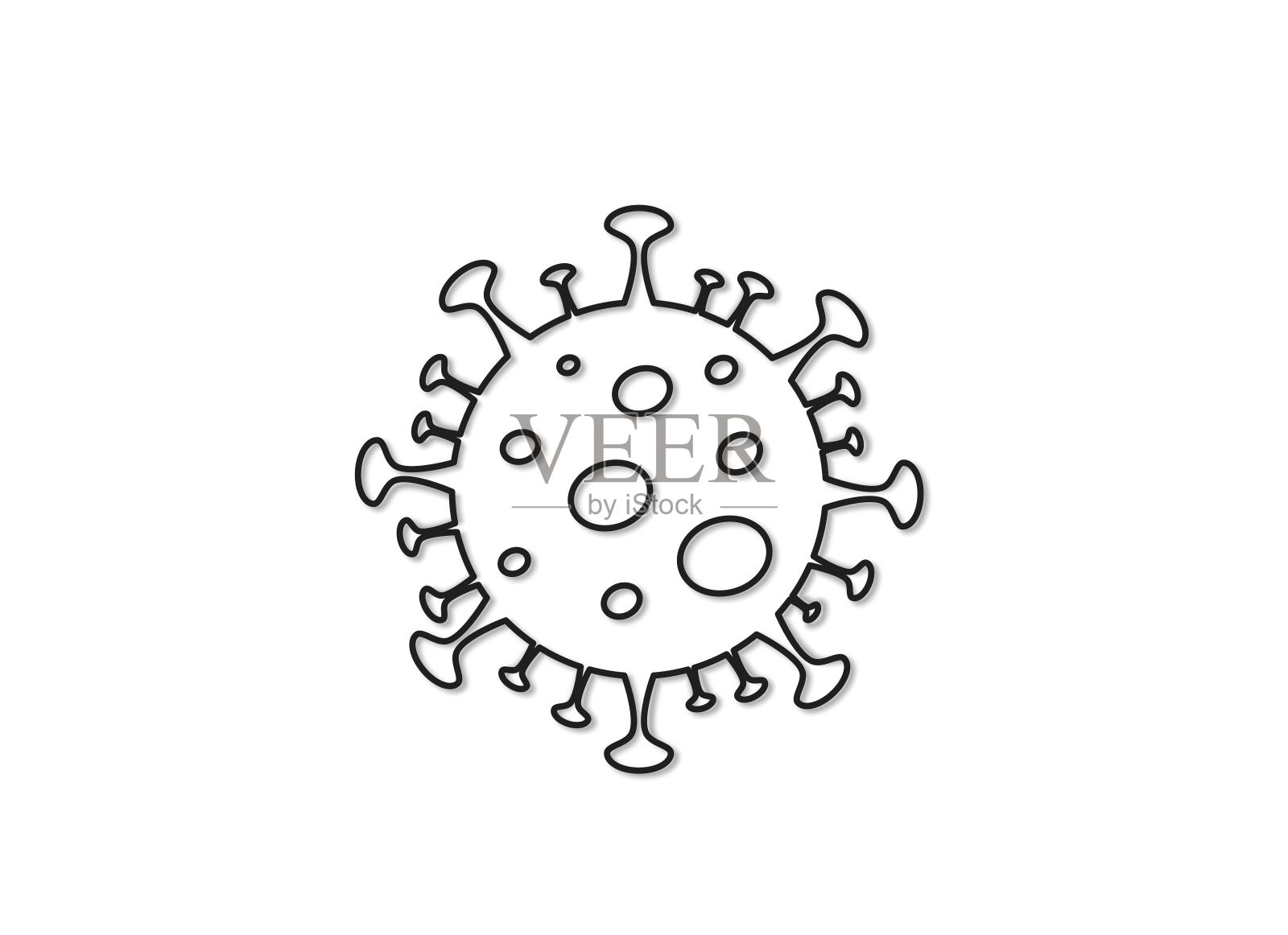 冠状病毒行图标。新型冠状病毒微生物学与医学设计理念插画图片素材