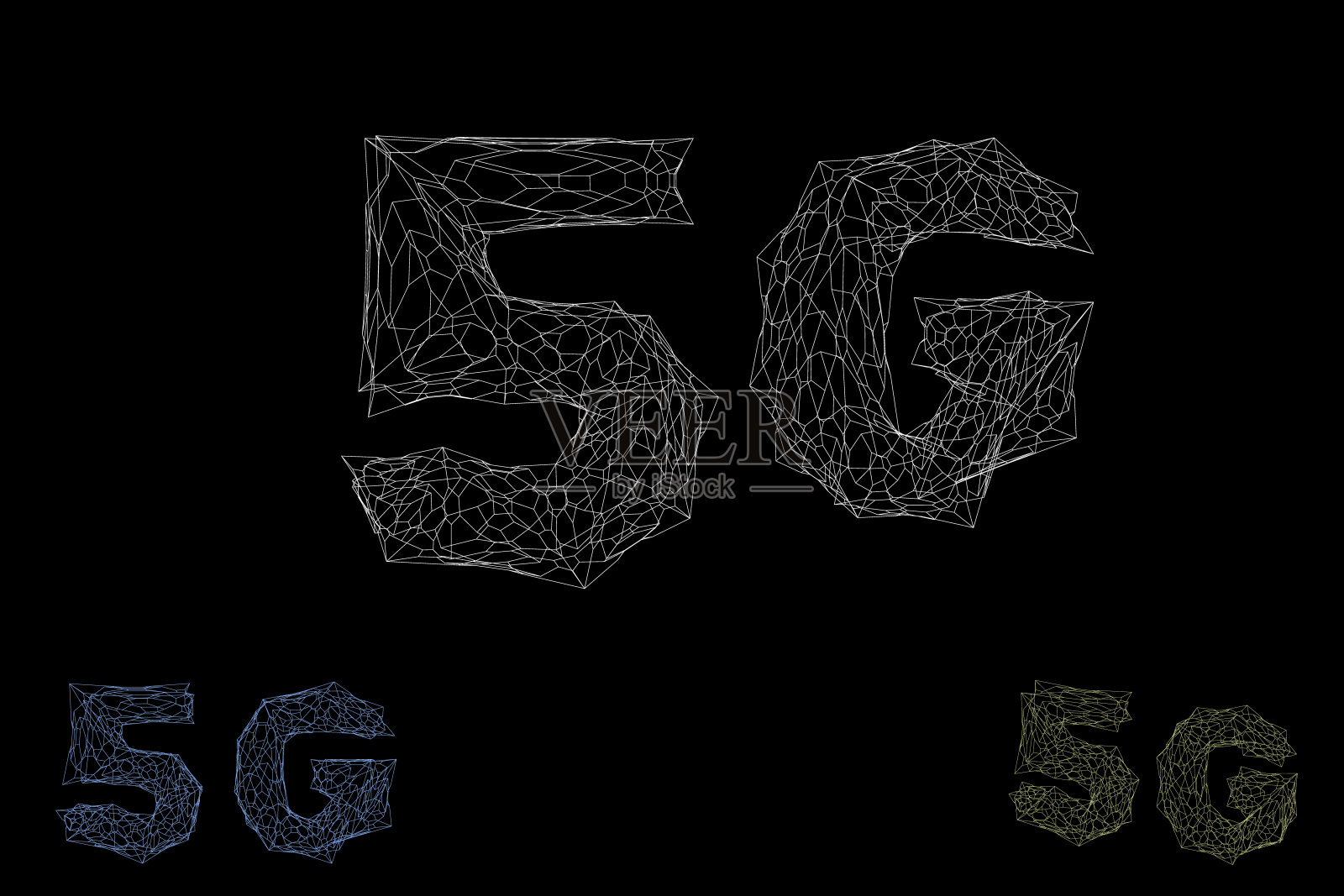 5 g网络信号。无线互联网的象征。矢量线框轮廓插图。插画图片素材