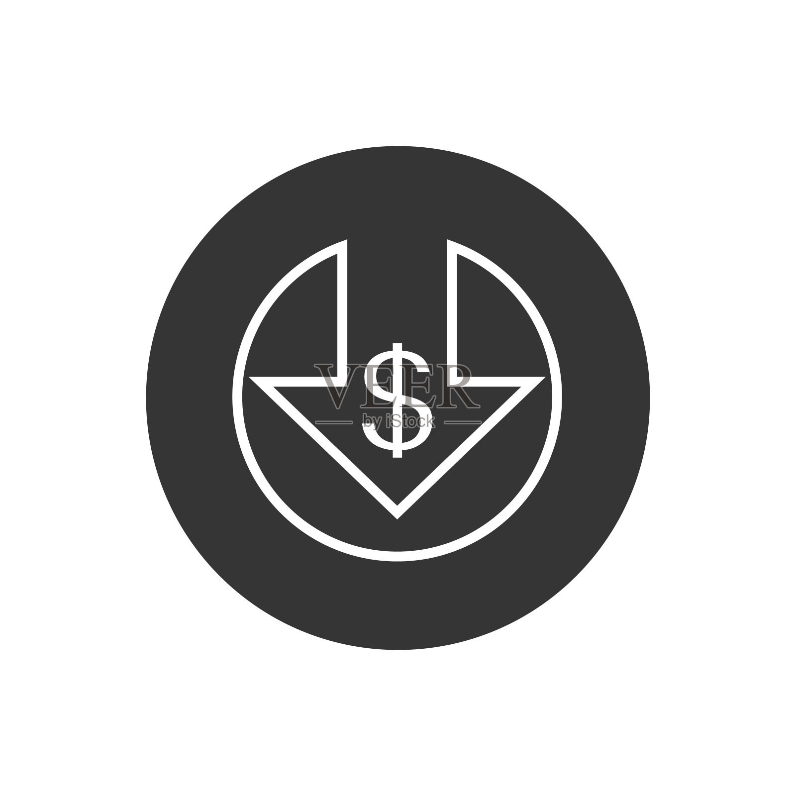 成本降低线图标孤立在白色背景。矢量图图标素材