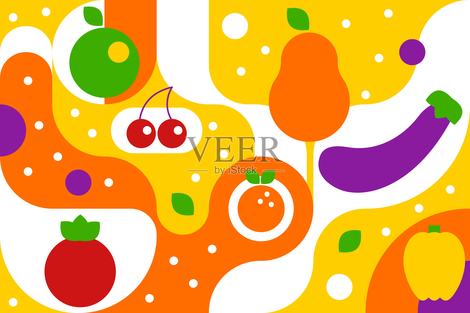 几何背景上的蔬菜插画图片素材