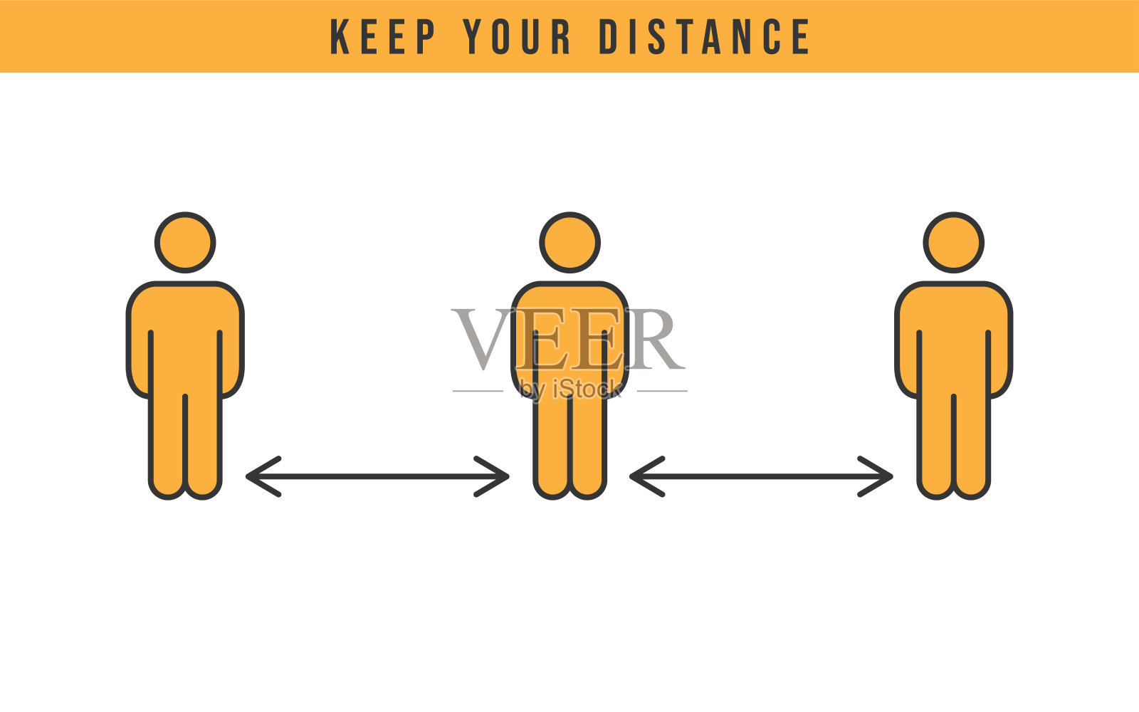 在公共场合保持距离，防止冠状病毒大流行。插画图片素材