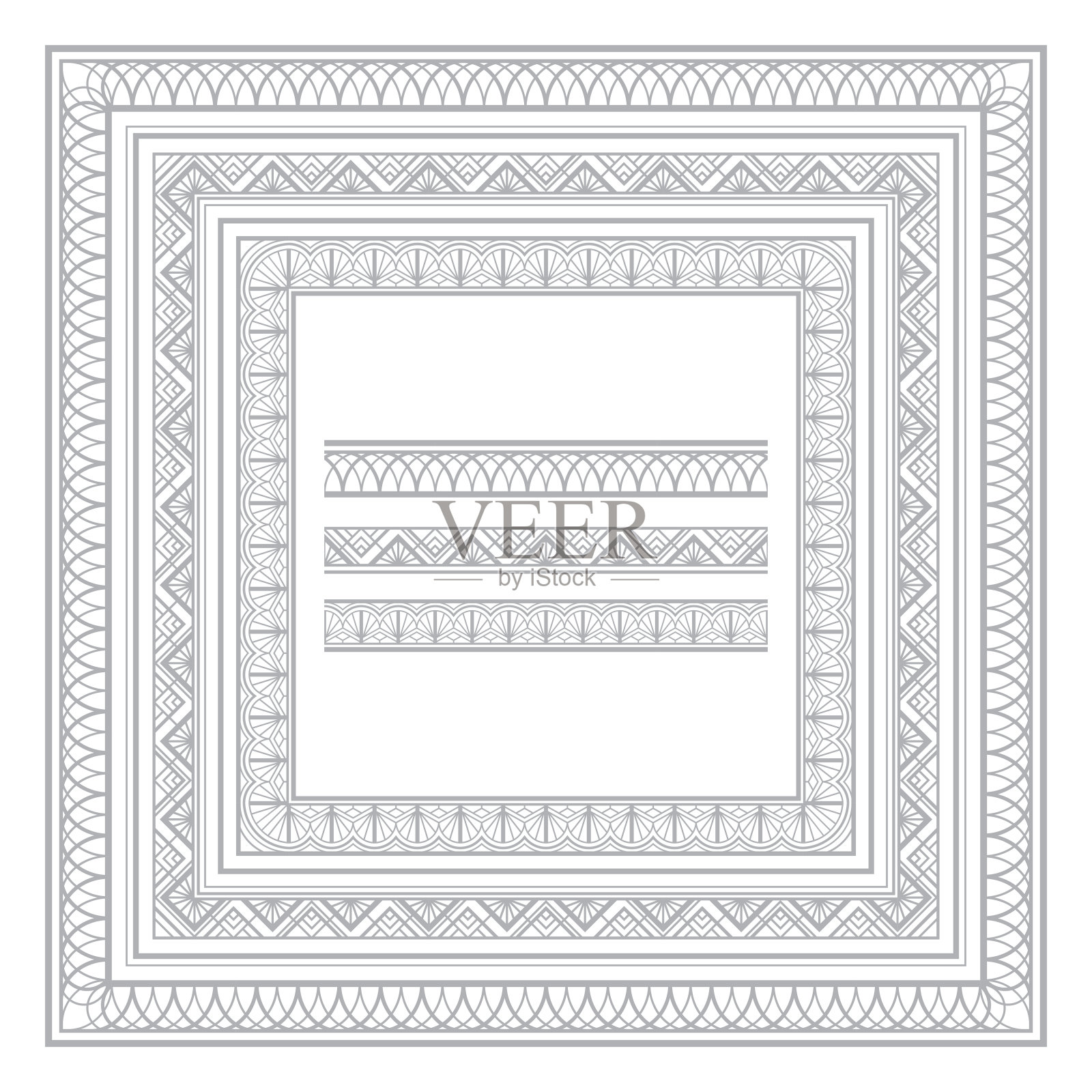 装饰艺术的框架和边界孤立在白色的背景插画图片素材