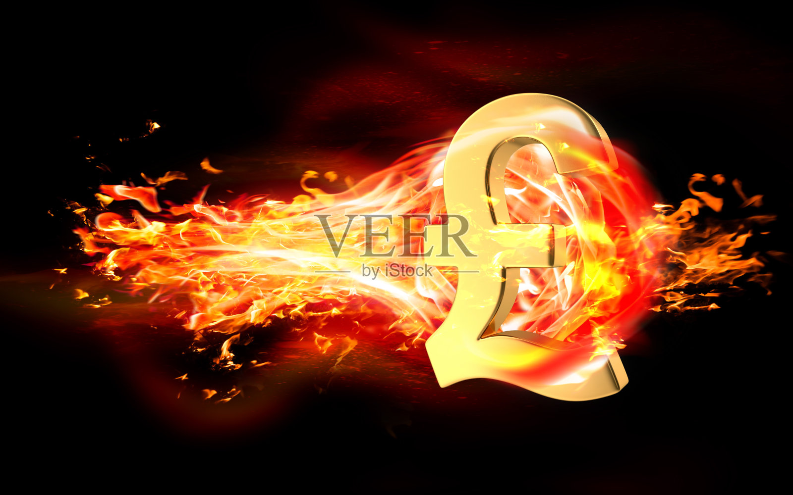 磅符号在黑色背景下燃烧着火焰照片摄影图片