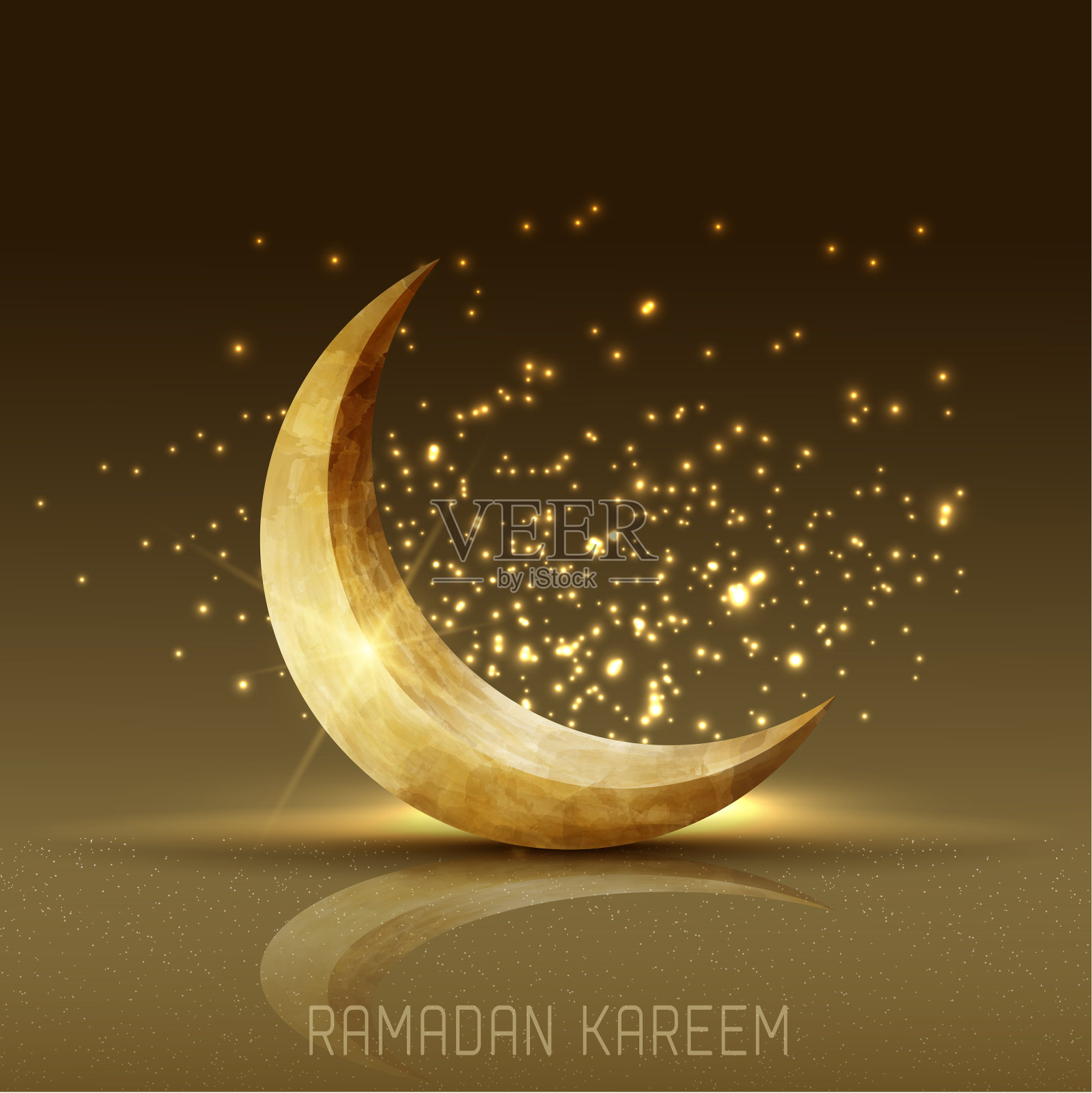 伊斯兰问候斋月卡里姆设计的背景与美丽的新月插画图片素材